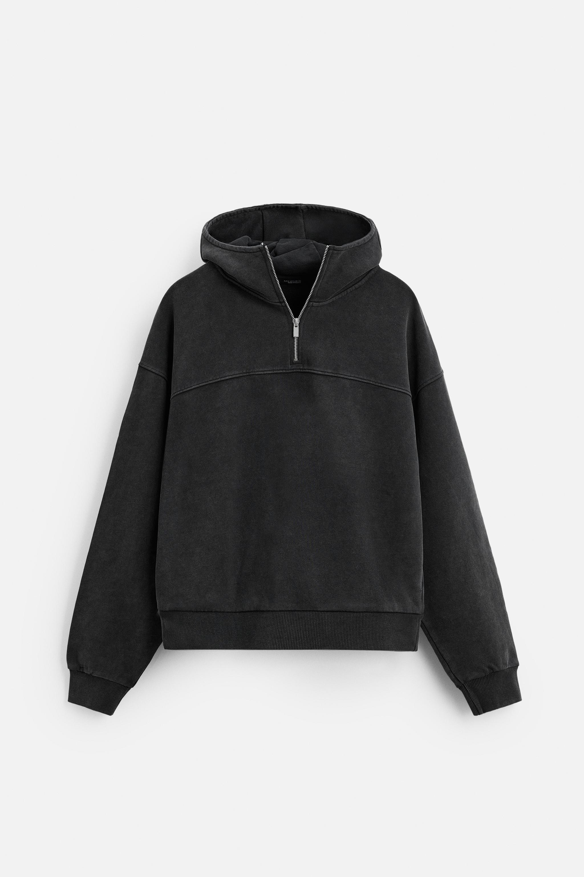 WASHED QUARTER-ZIP HOODIE | Zara US