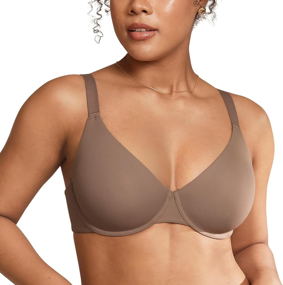 DELIMIRA Women's Inbarely Plus Plunge Bra Underwire Full Coverage Plus Size Unlined Bras | Amazon (US)