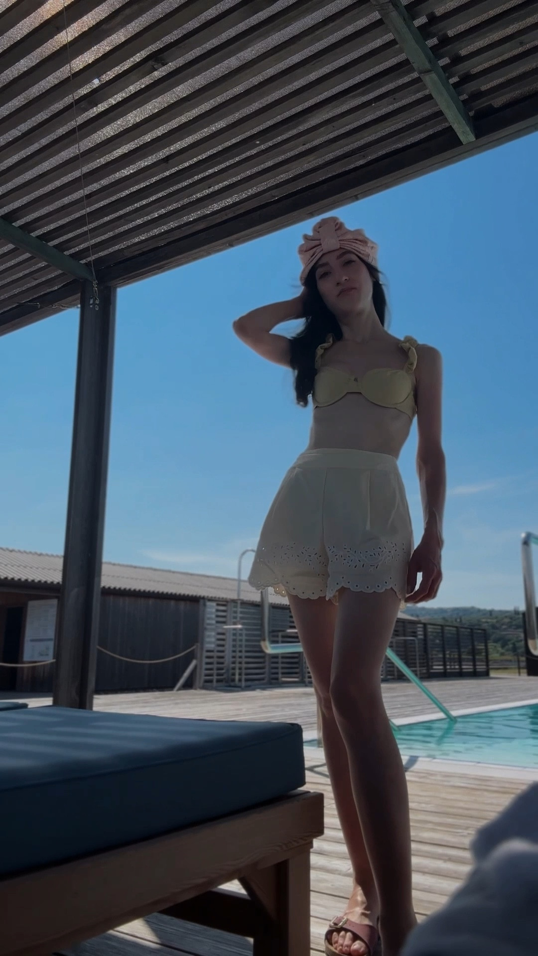 Pool party outfit, pool outfit, summer outfit, yellow swimwear, Stylish outfit ideas, new style trends, yellow shorts, turban, Birkenstock, 

#LTKSaleAlert #LTKSwim #LTKFindsUnder50