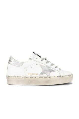 Golden Goose Hi Star Sneaker in White & Silver from Revolve.com | Revolve Clothing (Global)