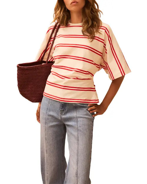 MINT VELVET Striped Batwing T-Shirt in Red at Nordstrom, Size Large | Nordstrom