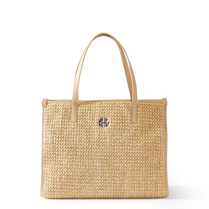 Raffia and Leather Tote | Mark and Graham