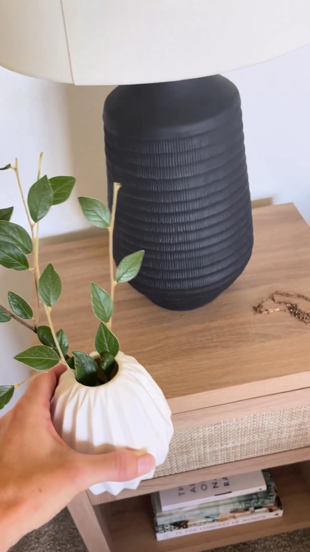 A little nightstand styling with textures, contrasting colors, and greenery. The bedroom is a work in progress, but these nightstands are definitely staying! 

#LTKHome #LTKSaleAlert
