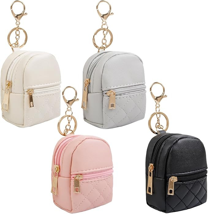4Pcs Mini Backpack Keychain,Cute Cosmetic Bag for Women,PU Leather Makeup Bag Key Pocket Lipstick... | Amazon (US)