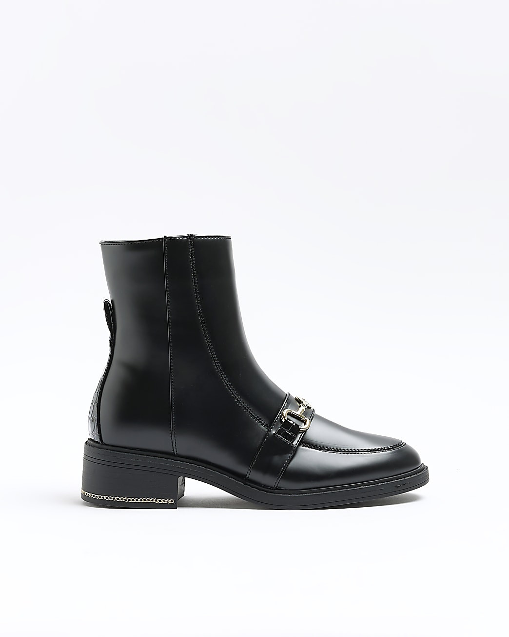 Black chain detail ankle boots | River Island (UK & IE)