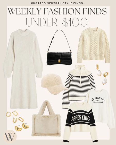 Weekly fashion finds under $100! Curated style finds that are equal parts affordable and chic! 

#chicstyle

Affordable winter style finds. Chic winter style. Neutral winter fashion. Cozy winter sweater. Cable knit sweater. Knit sweater dress. Sherpa baseball cap. Apres chic sweater. Striped quarter zip sweater. Faux fur handbag  

#LTKSeasonal #LTKstyletip #LTKfindsunder100