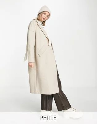 Only Petite longline coat in stone | ASOS (Global)