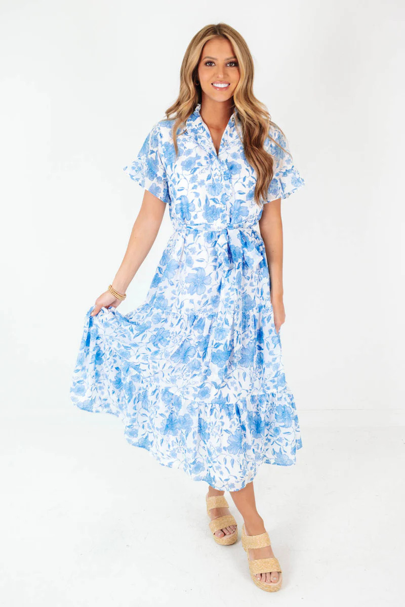The Chloe Louise Button Up Midi Dress - White | The Impeccable Pig