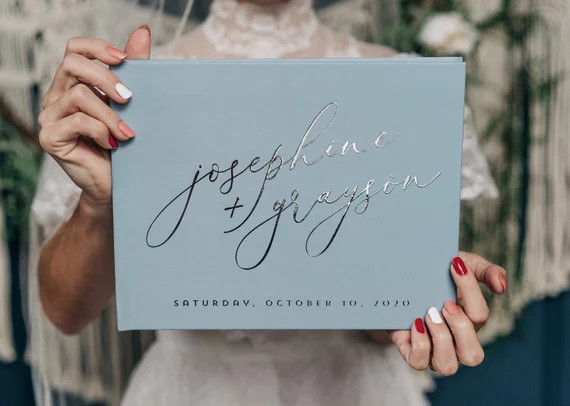 Dusty Blue Guestbook  Modern Wedding Guest Book  Rustic | Etsy | Etsy (US)