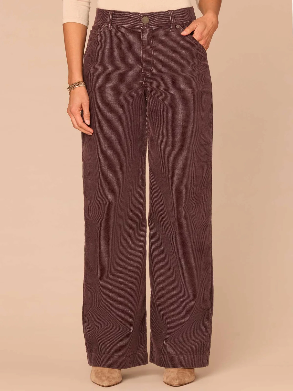 "Ab"solution® Skyrise Slash Pocket Wide Leg Petite Corduroy Pants | Democracy Clothing