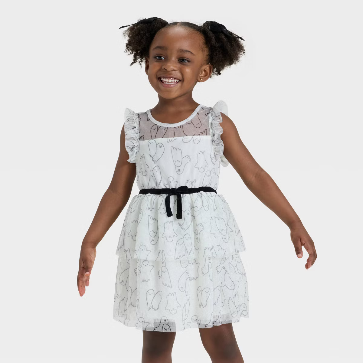 Toddler Girls' Sleeveless Halloween Ghost Tulle Dress - Cat & Jack™ Cream | Target