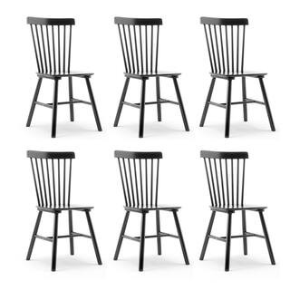 Windsor Classic Black Solid Wood Dining Chairs with Curving Spindle Back for Kitchen and Dining R... | The Home Depot