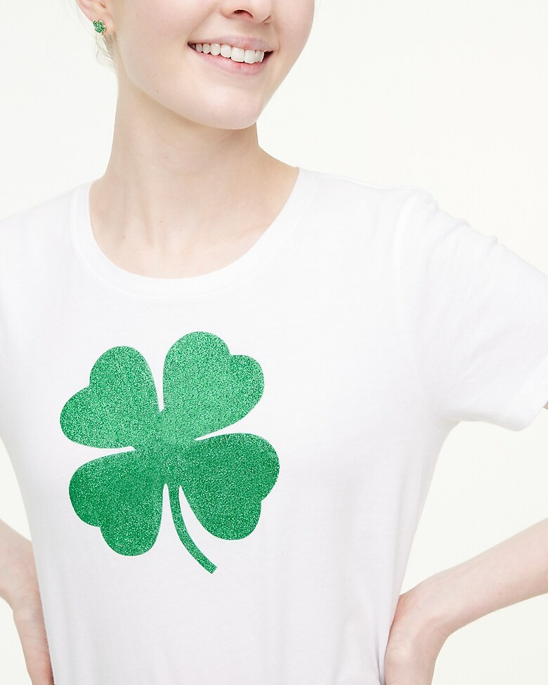 Glitter clover graphic tee | J.Crew Factory