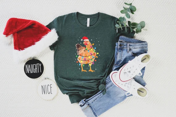 Chicken Christmas Shirt  Funny Christmas T-shirt  Ugly - Etsy | Etsy (US)