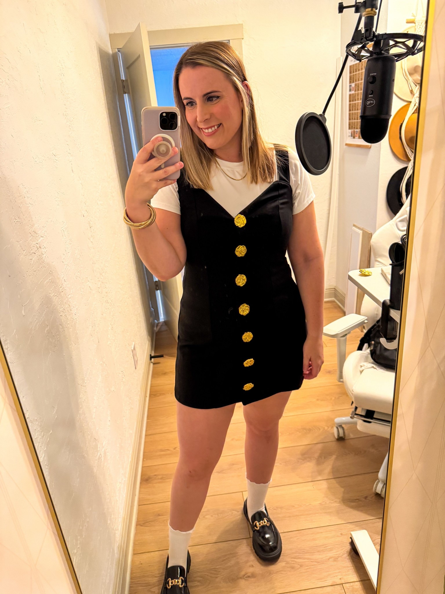 Decided to go with a 90s style fit for the Jonas Brothers concert! Wearing XL in the T-shirt and large in the dress. Linked similar loafers, earrings, and necklace. 

#LTKMidsize