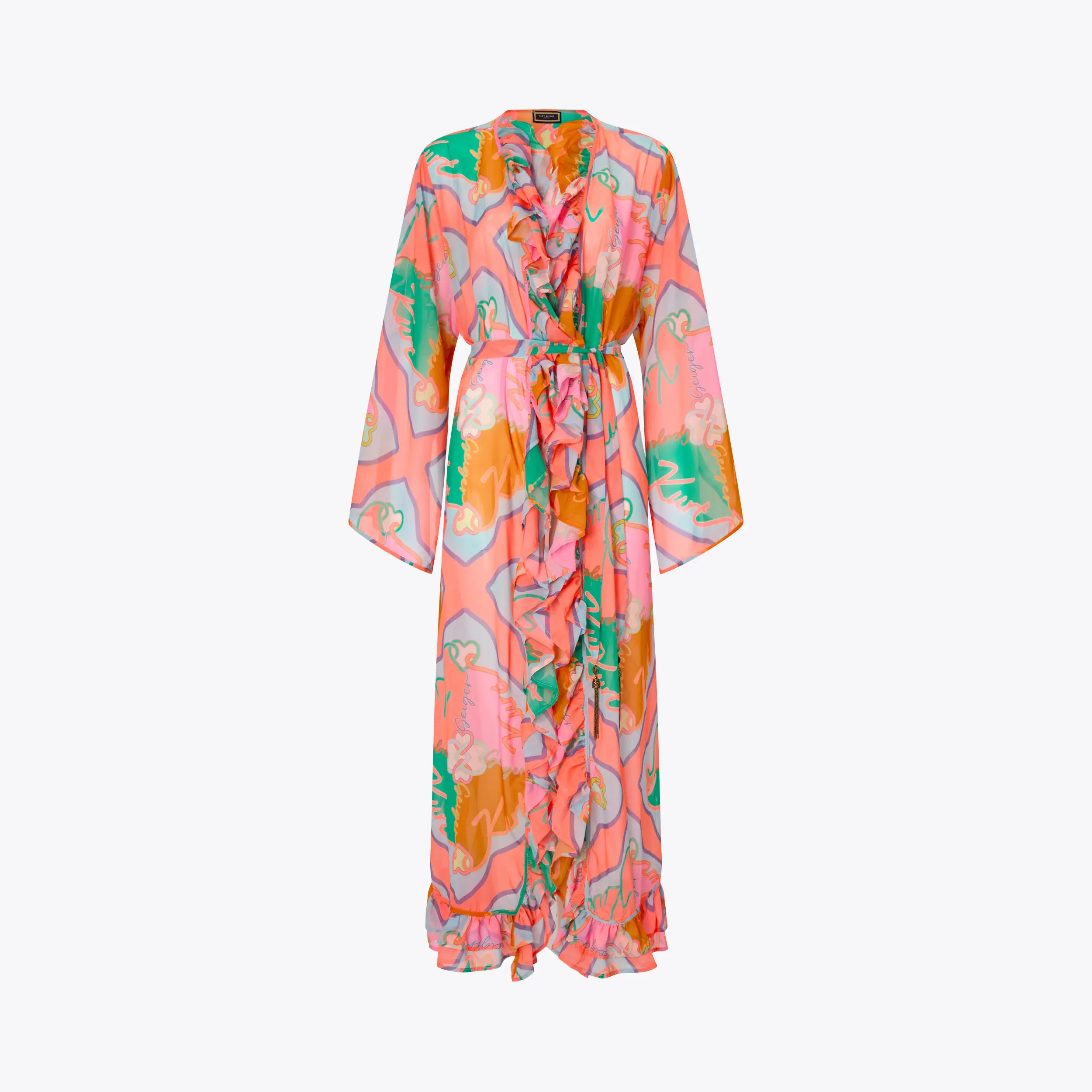 Kurt Geiger Londonprinted ruffle robe$198 | Kurt Geiger US