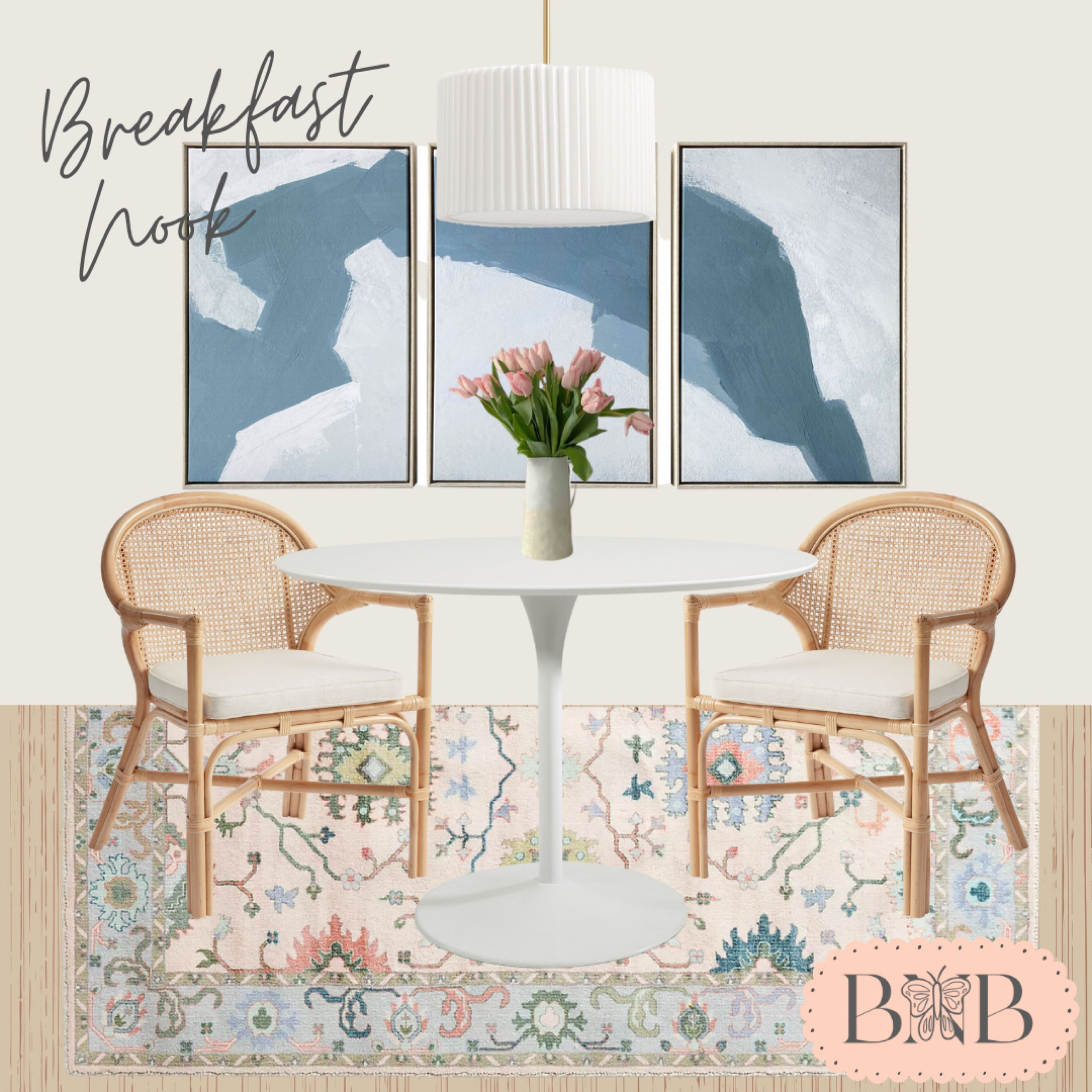 Serena and lily inspired breakfast nook ✨🤍🌷 loving the pastel pink and blues in this room with the neutral furniture. Great balance of neutral and pops of color!

#LTKhome #LTKFind