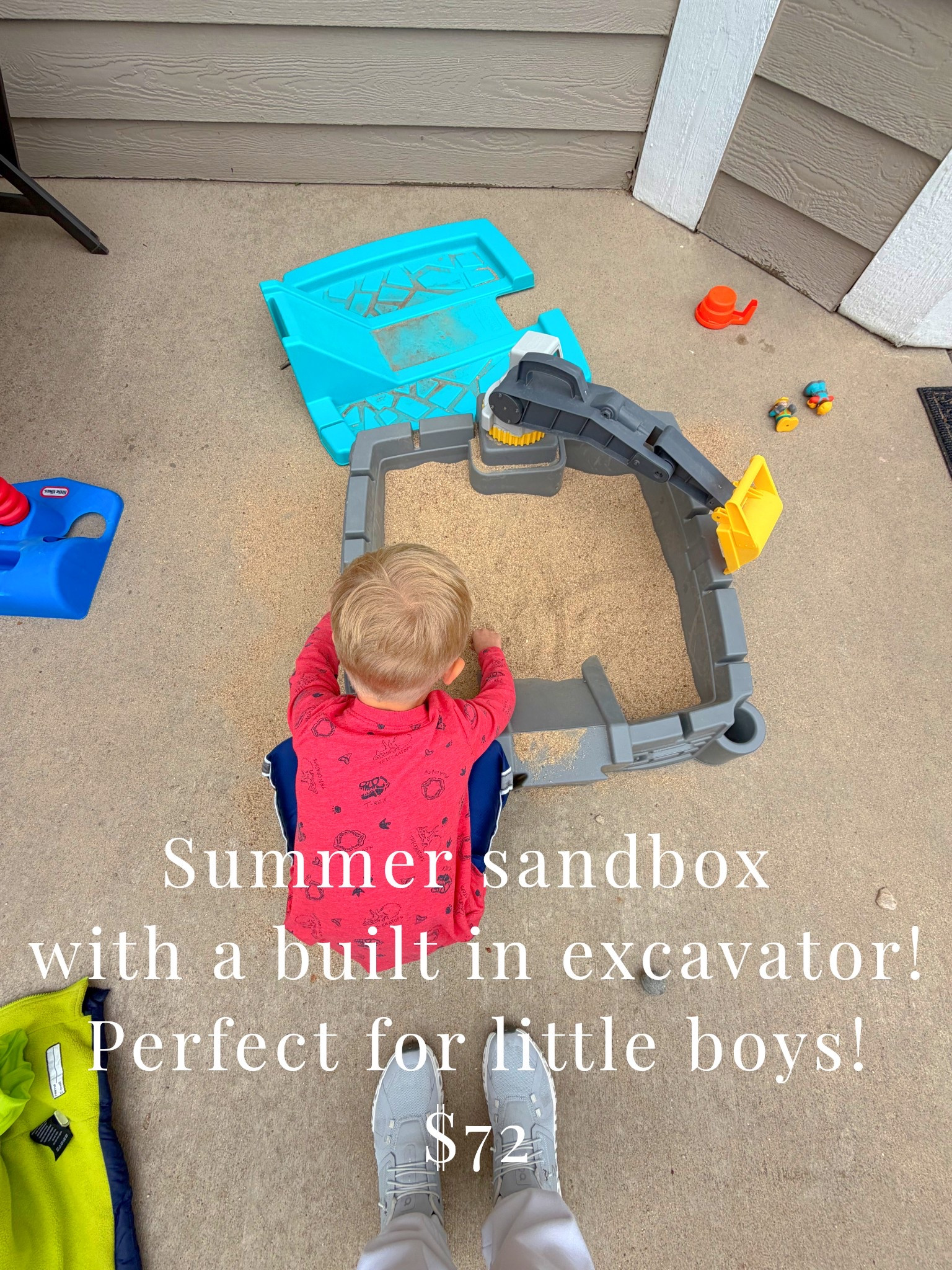 This sandbox is a great size for a patio area and the excavator arm is fun for little boys!

Summer toys, sandbox, boy toys, toddler boy, kids toys 

#LTKKids #LTKmomlife