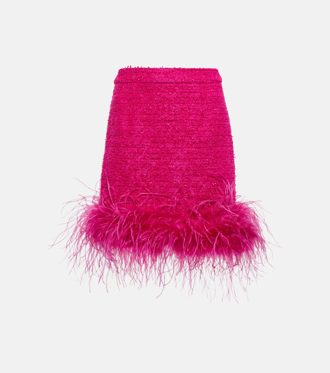 Feather-trimmed tweed miniskirt | Mytheresa (UK)