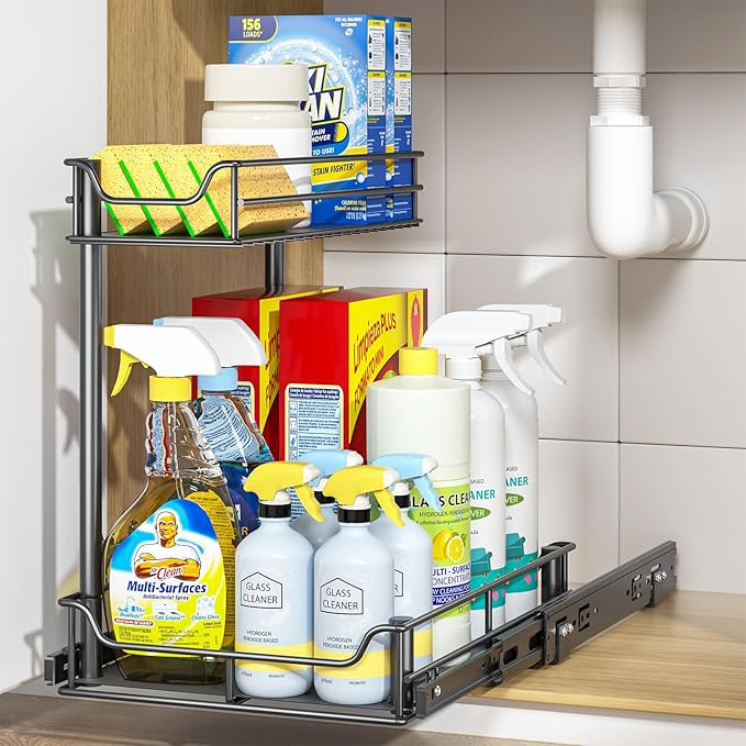 Larger Under Kitchen Sink Organizers and Storage, Metal Under Sink Organizer Bathroom Cabinet, Un... | Amazon (US)