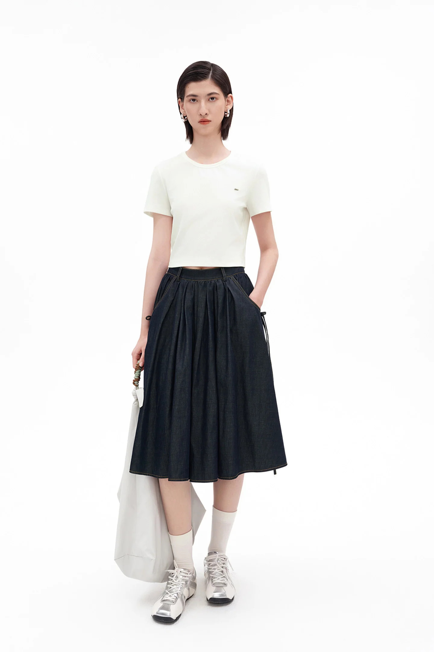Lyocell-Cotton Blend Short-Sleeve Top | SELFWHO