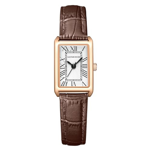 GAOFAN HOUR Gold Watches for Women with Casual Leather Straps, Rectangular Retro Case Roman Dial Gold Watch Waterproof(Rose Gold) | Amazon (US)