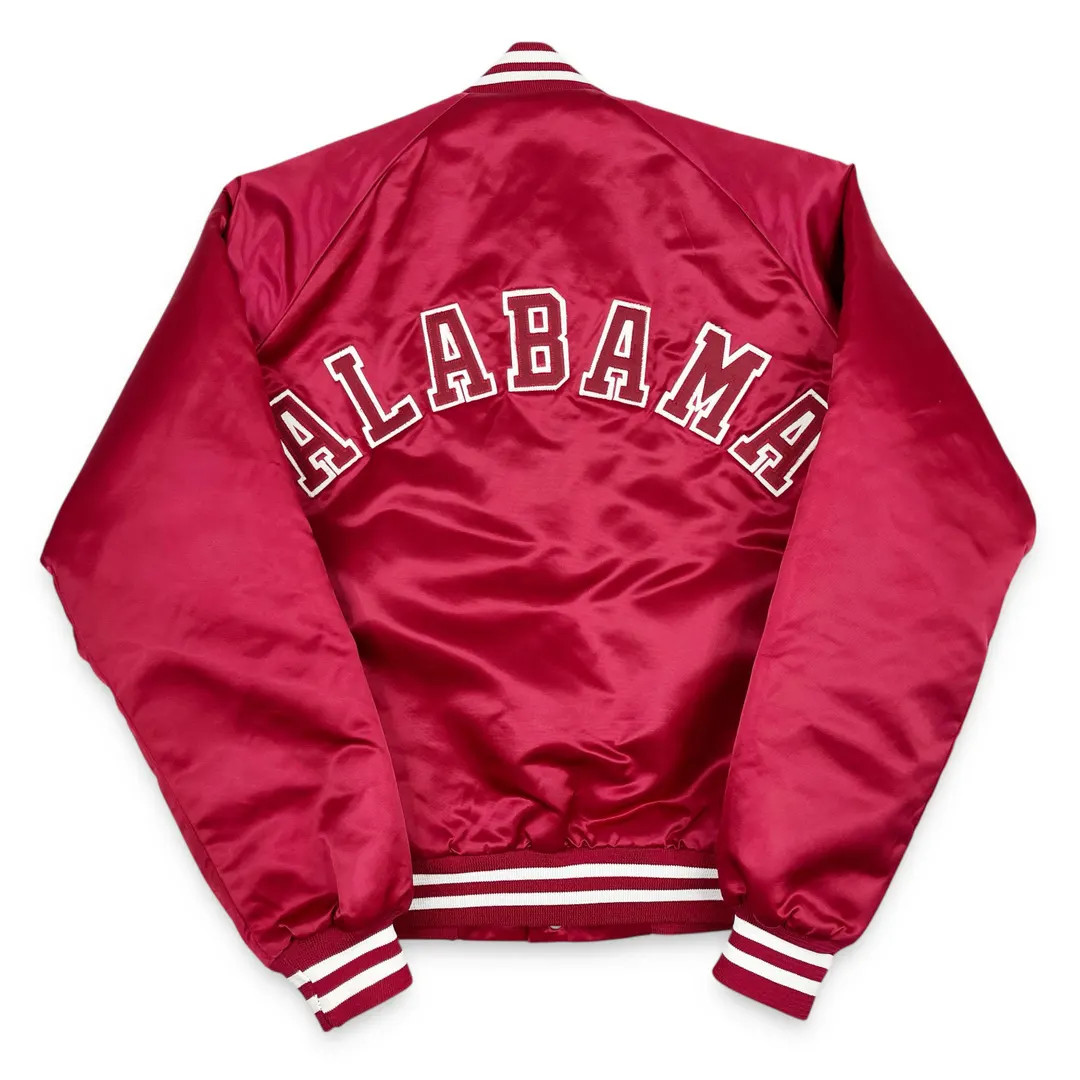Vintage Alabama Jacket • 80s 90s Crimson Tide Satin Bomber • Chalk Line M | Etsy (US)