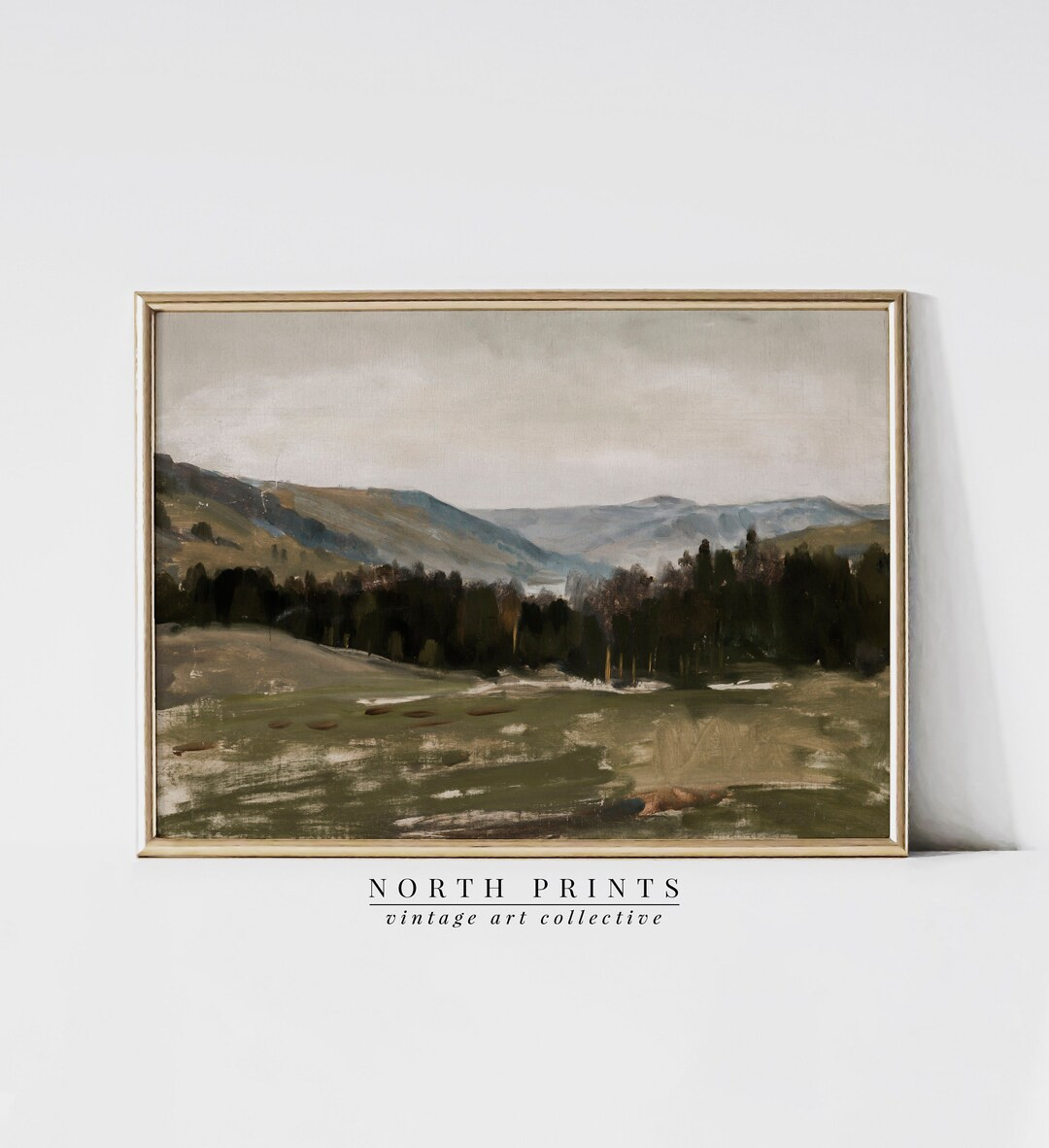 Rustic Landscape Oil Painting  Moody Mountain Print  Forest - Etsy | Etsy (US)