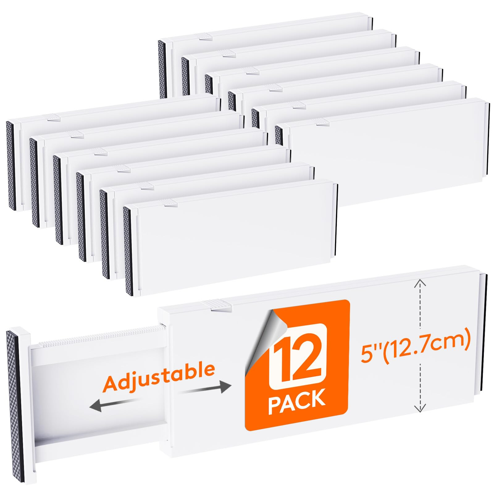 Lifewit 12 Pack Drawer Dividers Plastic 5" High, 13.5-22" Adjustable Drawer Organizers for Clothe... | Amazon (US)