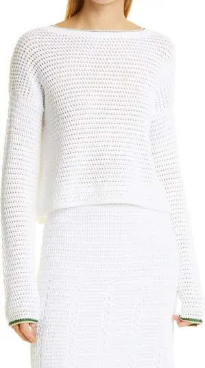 Vince Tipped Organic Cotton Crochet Sweater | Nordstrom | Nordstrom