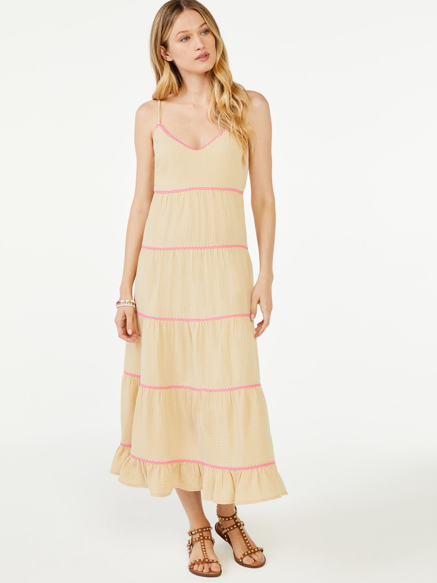 Scoop Women's Ric Rac Trim Midi Dress | Walmart (US)
