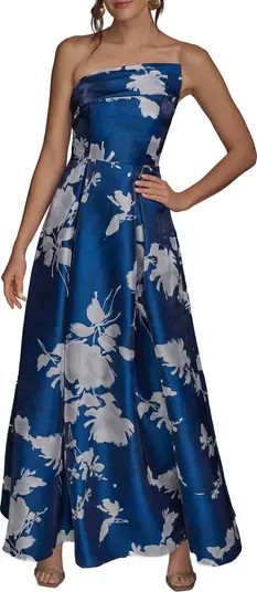 Floral Print Strapless Gown | Nordstrom