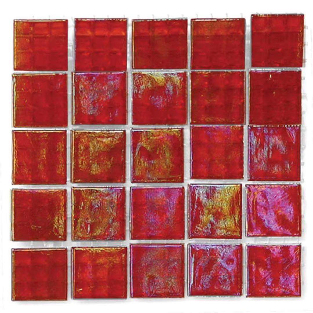 25 Tiles Cherry Red Iridescent 9/16" glass tile//Mosaic Surplus//Mosaic Supplies// Mosaic Tile | Etsy (US)