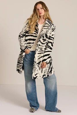 Sabine Animal Print Wool Coat | Bernardo Fashions