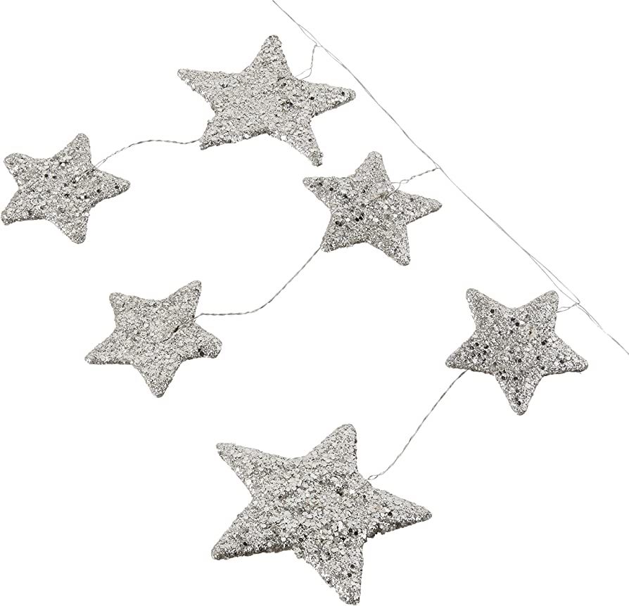 Creative Co-Op 72" Star Shaped Glitter Garland, Multi | Amazon (US)