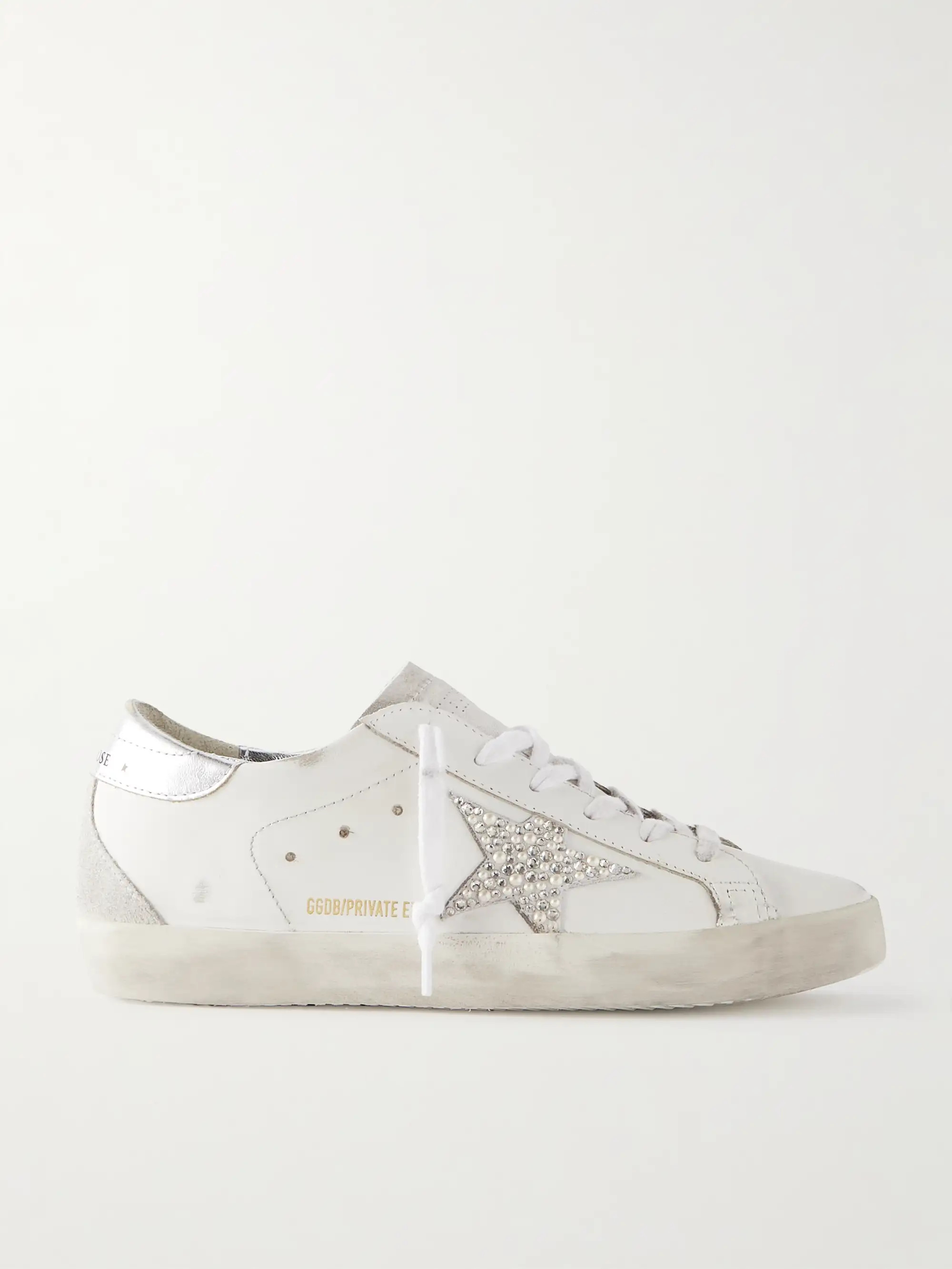 This version of Golden Goose's 'Super-Star' sneakers is embellished with crystals and faux pearls... | NET-A-PORTER (US)