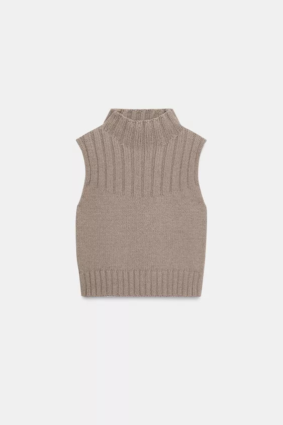 KNITTED HIGH-NECK TOP | Zara UK