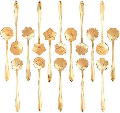 Snamonkia Set of 16 Stainless Steel Dessert Spoons for Coffee, Ice Cream and Tea, Flower Sugar Sp... | Amazon (US)