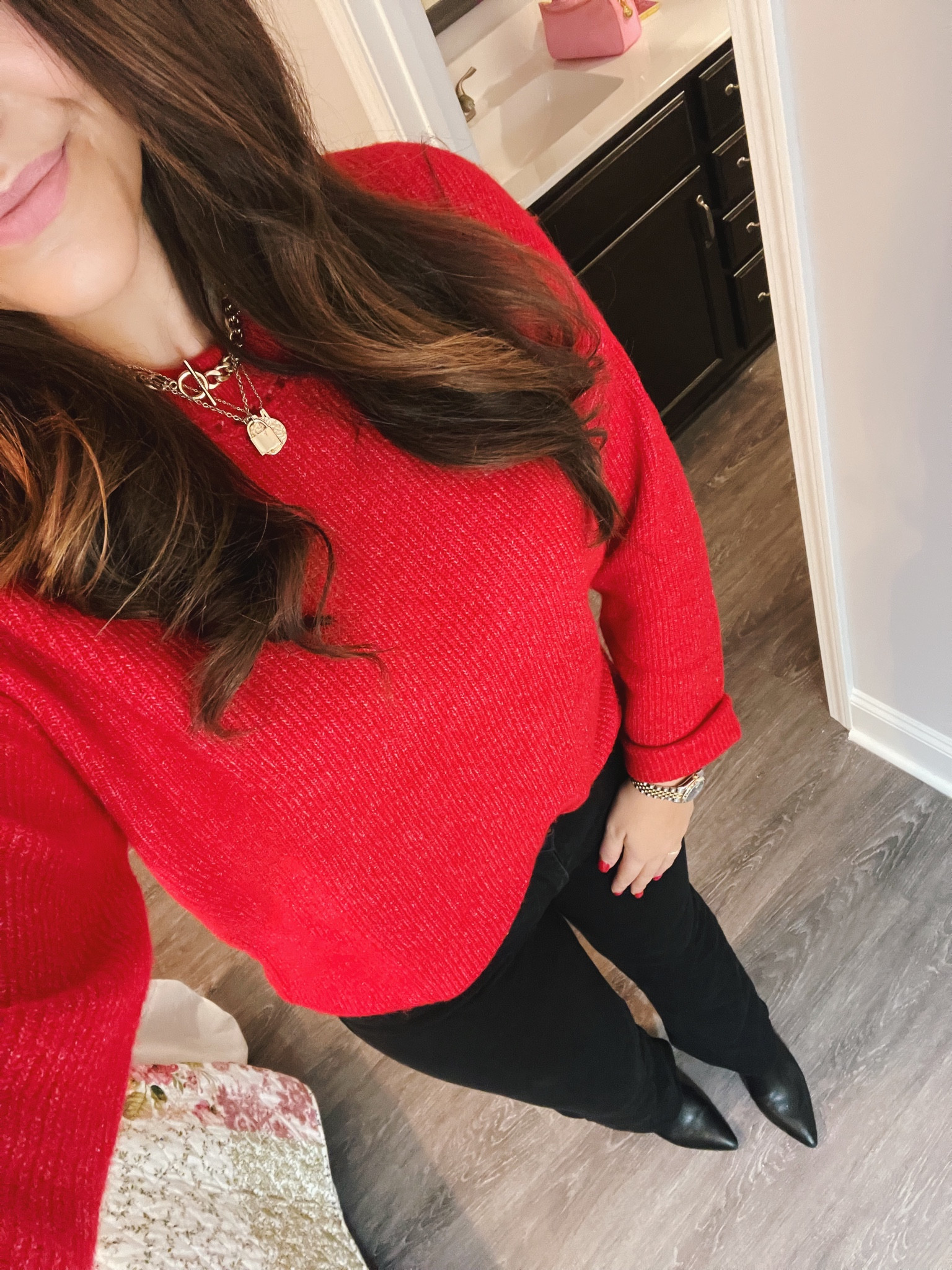 Red sweater with flare jeans! Christmas sweater, holiday outfit, red sweater 

#LTKHoliday #LTKstyletip #LTKSeasonal