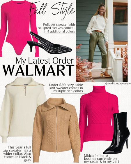WALMART FALL OUTFITS 🍂 MY LATEST ORDER. #walmartpartner @walmartfashion #ScoopStyle #walmartfashion The sculpted sleeves pullover sweater comes in 4 additional colors. This year’s full zip sweater has a wider collar than last year’s version, also comes in black and gray. The under $30 knit sweater comes in multiple rich colors. And I have to give a shout out to the mid calf stiletto booties 👢 that are currently on my radar and in my cart! 

Fall Outfits, Walmart Outfits, Walmart Fall Outfits, Fall Sweater, Walmart Sweater, Fall Boots, Walmart Boots, Madison Payne

#LTKSeasonal #LTKstyletip #LTKfindsunder50
