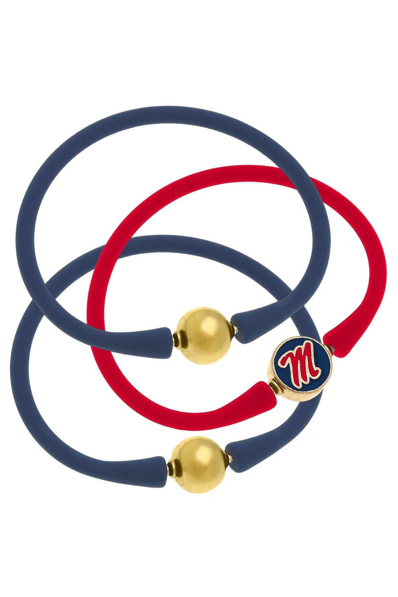 Ole Miss Rebels 24K Gold Plated Bali Bracelet Stack (Set of 3) | CANVAS