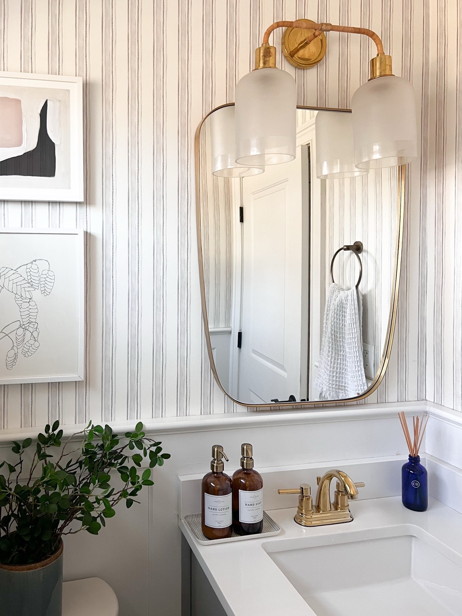 Small spaces are the perfect place to have fun with lighting. I love how these brass sconces bring warmth and character while keeping the room feeling timeless. 

Powder room lighting, brass sconces, bathroom lighting, wall sconces, neutral home decor, powder room ideas, timeless interiors, GirlOnTheHudson

#LTKSeasonal #LTKHome