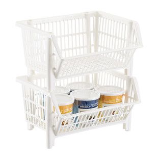 Our White Mini Stackable Basket | The Container Store