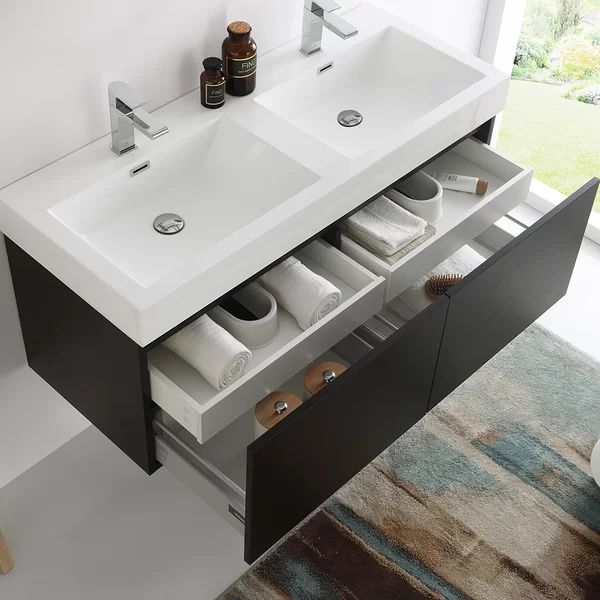 Mezzo 47" Wall-Mounted Double Bathroom Vanity Set | Wayfair North America