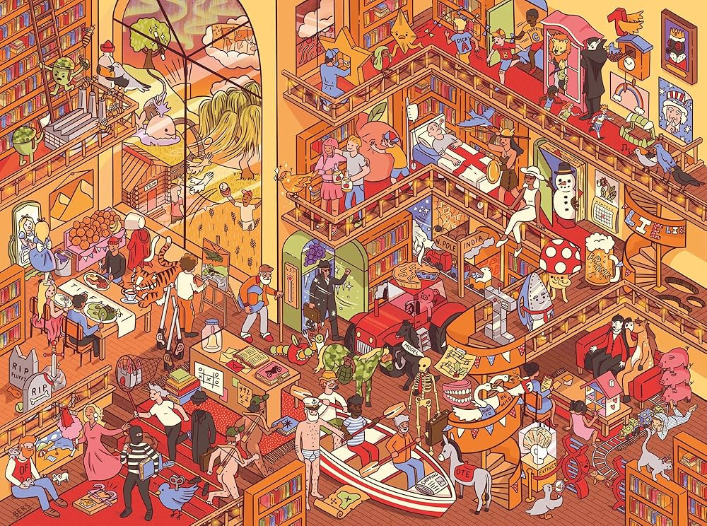 Mayhem in The Library: Book Jigsaw Puzzle for Adults (1000 Pieces) Filled with 101 Riddles to Sol... | Amazon (US)