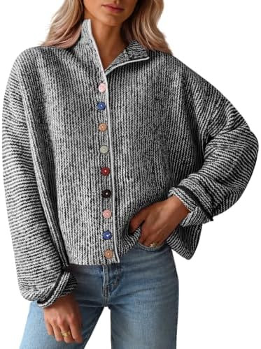 Saodimallsu Womens Striped Cardigan Sweaters Long Sleeve Knit Sweater | Amazon (US)