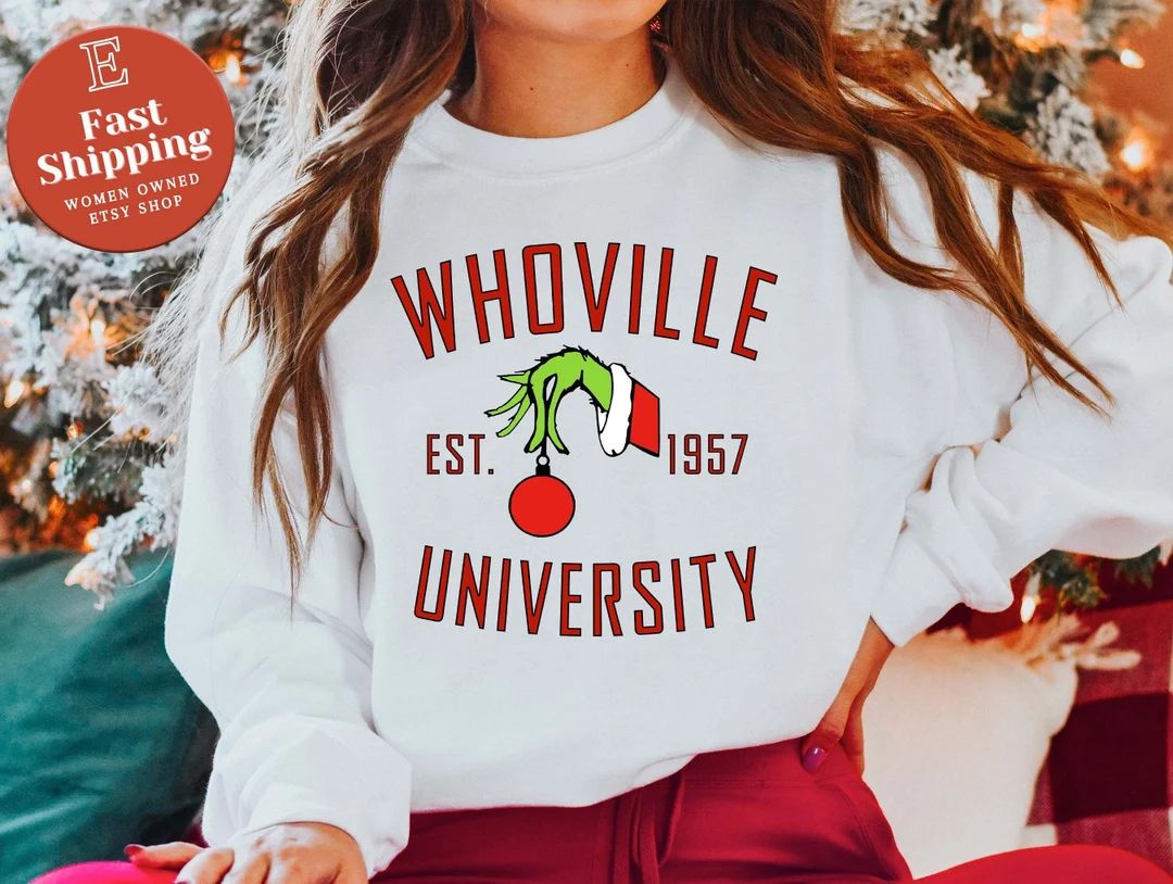 Whoville Sweatshirt, Whoville University Shirt, Christmas University Sweatshirt, Christmas Sweate... | Etsy (US)