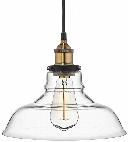 Deneve Clear Glass Shade Pendant Light Brass Ceiling Fixture | Amazon (US)