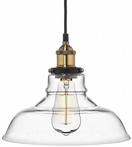 Deneve Clear Glass Shade Pendant Light Brass Ceiling Fixture | Amazon (US)