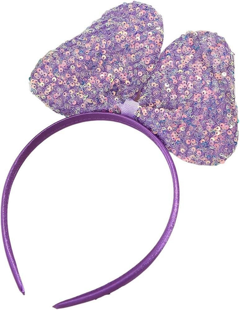 RFTWXHPN Cute Big Bowknot Headband for Girls Sequins Purple Headband with Bow Head Bands for Chri... | Amazon (US)